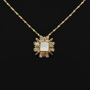 *PRICE DROP* Art Deco Style Rhinestone Pendant on Gold Toned Chain - Upcycled